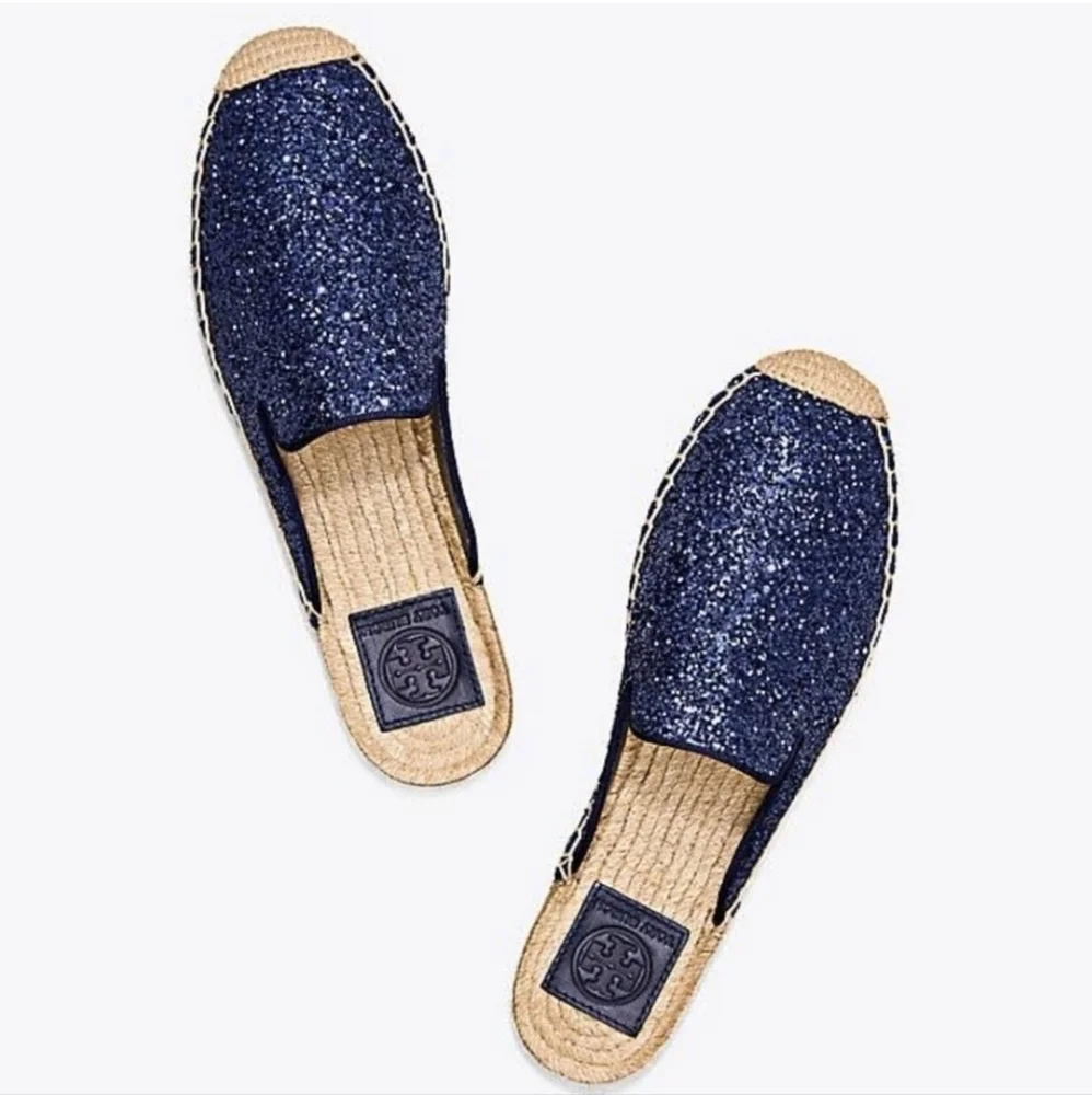 Tory Burch Navy Glitter Espadrille Flats – Size 8.5